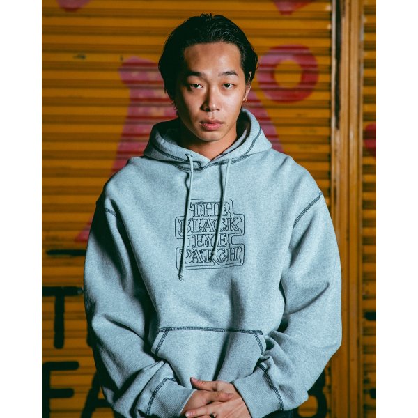 画像3: BlackEyePatch/OG LABEL OUTLINE EMBROIDERED HOODIE（HEATHER GRAY） (3)