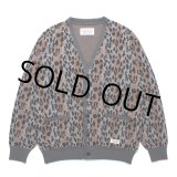 画像: WACKO MARIA/LEOPARD JACQUARD KNIT CARDIGAN（GRAY）［レオパードコットンニットカーディガン-25春夏］