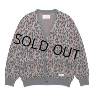 画像: WACKO MARIA/LEOPARD JACQUARD KNIT CARDIGAN（GRAY）［レオパードコットンニットカーディガン-25春夏］