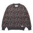 画像1: WACKO MARIA/LEOPARD JACQUARD KNIT SWEATER（GRAY）［レオパードコットンニットセーター-25春夏］ (1)