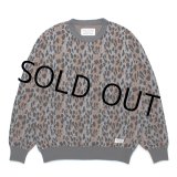 画像: WACKO MARIA/LEOPARD JACQUARD KNIT SWEATER（GRAY）［レオパードコットンニットセーター-25春夏］
