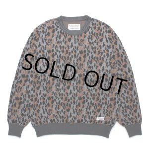 画像: WACKO MARIA/LEOPARD JACQUARD KNIT SWEATER（GRAY）［レオパードコットンニットセーター-25春夏］