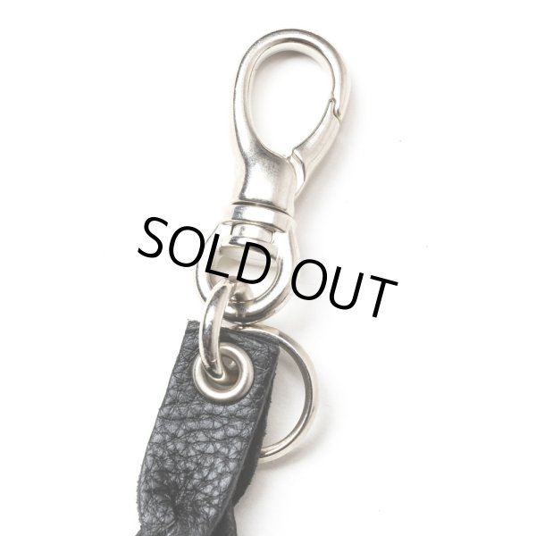 画像2: CALEE/STUDS & KNITTING LEATHER SHORT KEY RING＜TYPE A＞（BLACK/SILVER）［レザーショートキーリング-25春夏］ (2)