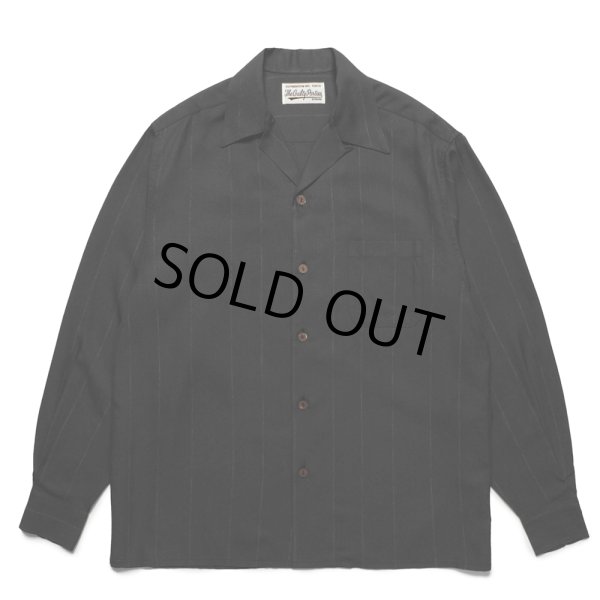 画像1: WACKO MARIA/KASURI STRIPED OPEN COLLAR SHIRT（BLACK）［カスリストライプオープンカラーシャツ-25春夏］ (1)