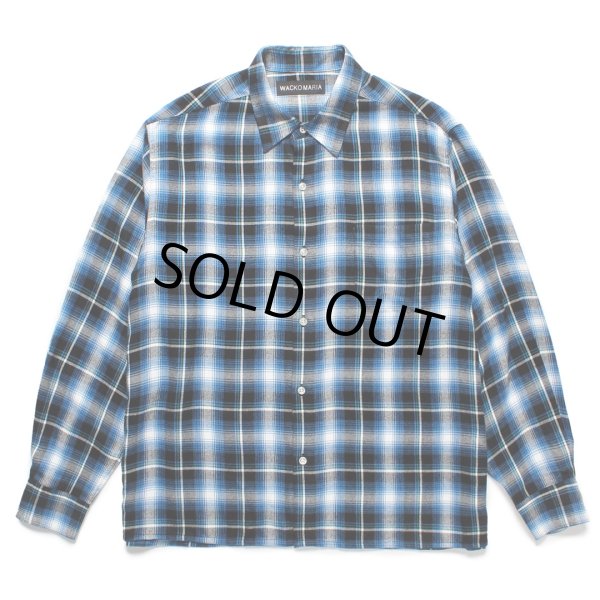画像1: WACKO MARIA/CHECK REGULAR COLLAR SHIRT（BLUE）［チェックレギュラーカラーシャツ-25春夏］ (1)