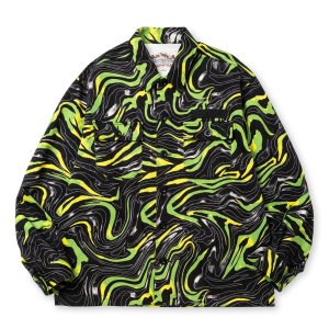 画像: CALEE/CAMO PATTERN OVER SHILHOUETTE L/S SHIRT JACKET（BLACK/GREEN）［カモパターンシャツJKT-25春夏］
