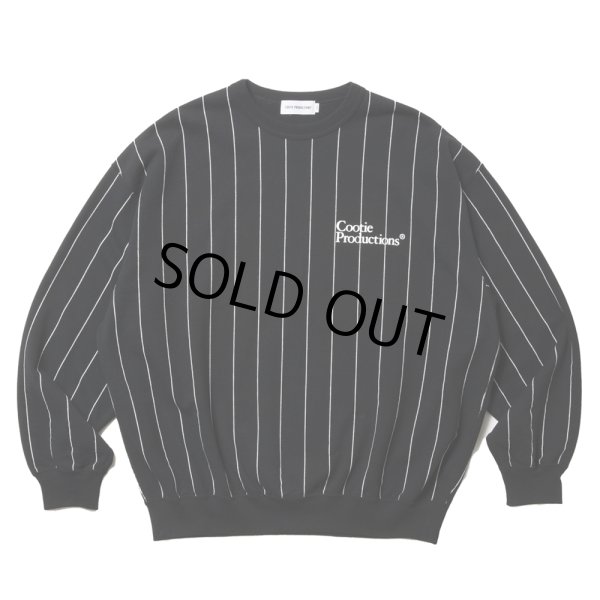 画像1: COOTIE PRODUCTIONS/Allover Print Open End Yarn Sweat Crew（Black）［ストライプスウェットクルー-25春夏］ (1)