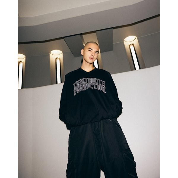 画像4: TIGHTBOOTH/COLLEGE WIND SHIRT（Black）［ウィンドシャツ-25春夏］ (4)