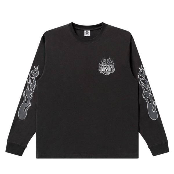 画像1: BlackEyePatch/FLAME RIDER LOGO L/S TEE（CHARCOAL） (1)