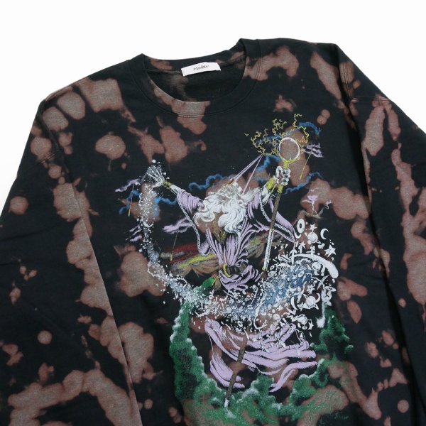 だ*く様 Exodus ブラウン・タイダイ クルーネック exodus/WIZARD TIE DYE SWEAT SHIRT（BLACK）［タイダイクルー