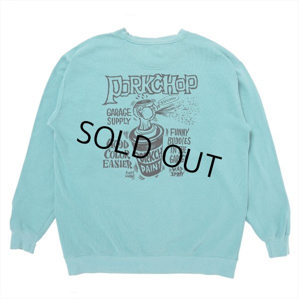 画像1: PORKCHOP/MAD SPRAY SWEAT（MINT GREEN）［クルーネックスウェット-25春夏］ (1)