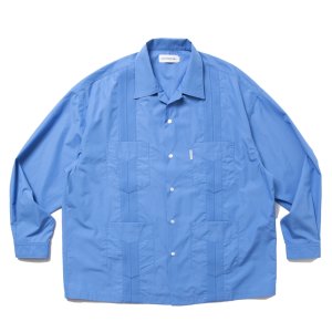 画像: COOTIE PRODUCTIONS/120/2 Typewriter Cuba L/S Shirt（Blue）［キューバシャツ-25春夏］