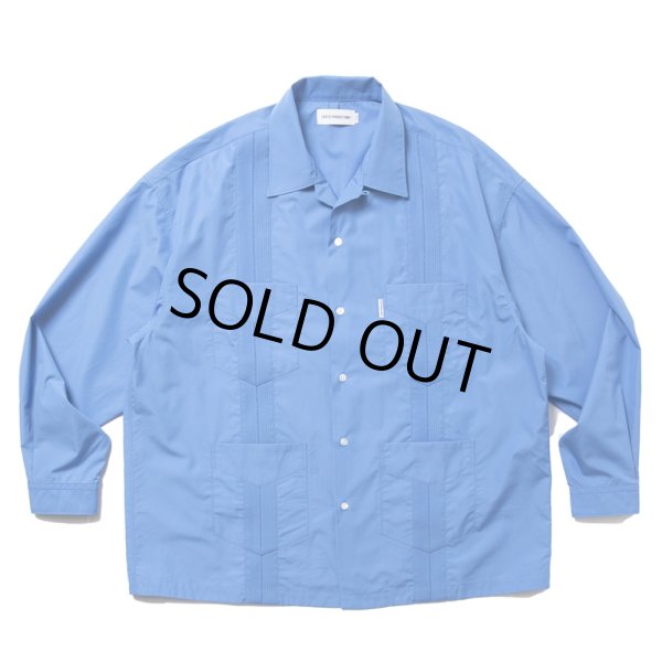 画像1: COOTIE PRODUCTIONS/120/2 Typewriter Cuba L/S Shirt（Blue）［キューバシャツ-25春夏］ (1)