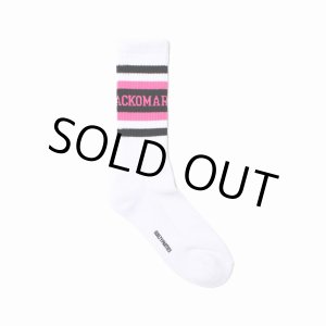 画像: WACKO MARIA/LOGO JACQUARD SOCKS（WHITE/PINK）［ロゴジャガードソックス-25春夏］