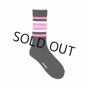 画像: WACKO MARIA/LOGO JACQUARD SOCKS（BLACK/PINK）［ロゴジャガードソックス-25春夏］
