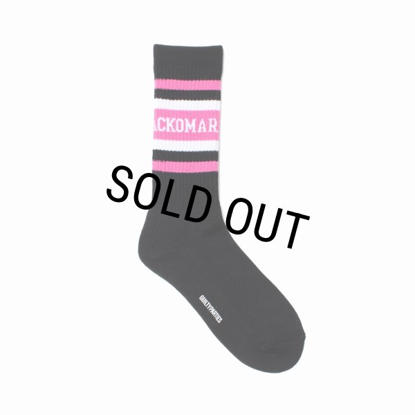 画像1: WACKO MARIA/LOGO JACQUARD SOCKS（BLACK/PINK）［ロゴジャガードソックス-25春夏］ (1)