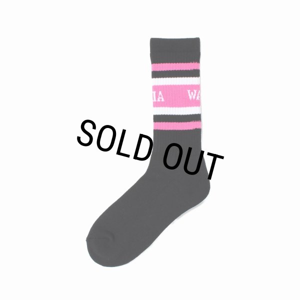 画像2: WACKO MARIA/LOGO JACQUARD SOCKS（BLACK/PINK）［ロゴジャガードソックス-25春夏］ (2)