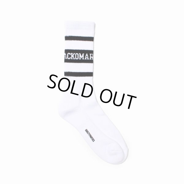 画像1: WACKO MARIA/LOGO JACQUARD SOCKS（WHITE/BLACK）［ロゴジャガードソックス-25春夏］ (1)