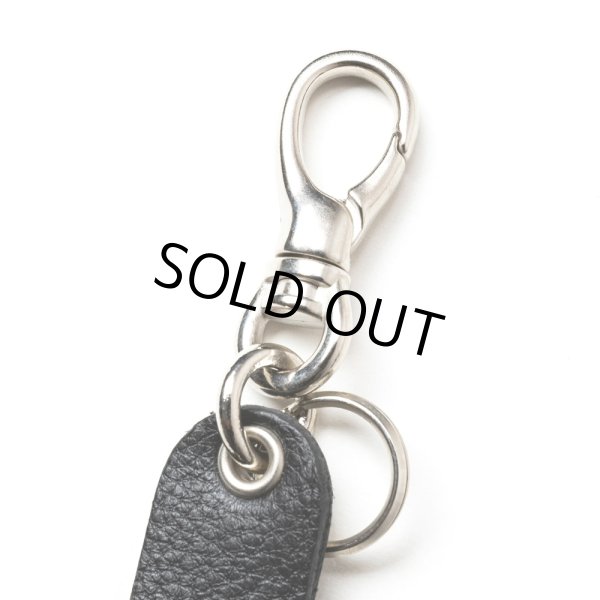 画像2: CALEE/STUDS LEATHER FLAT KEY RING（BLACK）［フラットキーリング-25春夏］ (2)