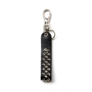 画像: CALEE/STUDS LEATHER FLAT KEY RING（BLACK）［フラットキーリング-25春夏］