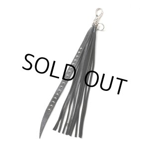 画像: CALEE/STUDS & TASSEL LEATHER LONG KEY RING（BLACK）［レザーロングキーリング-25春夏］