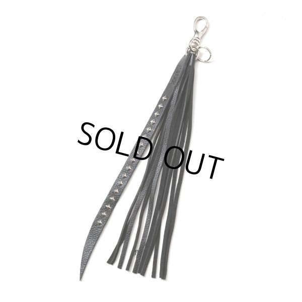 画像1: CALEE/STUDS & TASSEL LEATHER LONG KEY RING（BLACK）［レザーロングキーリング-25春夏］ (1)