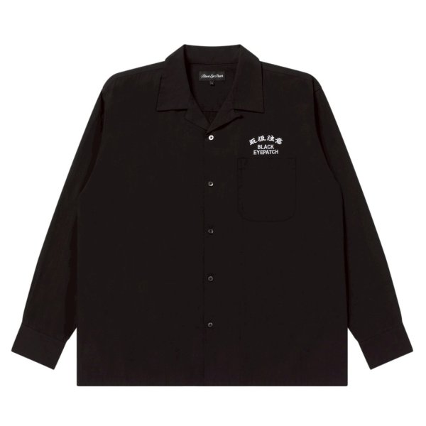 画像2: BlackEyePatch/HWC EMBROIDERED OPEN COLLARED L/S SHIRT（BLACK） (2)