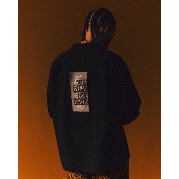画像4: BlackEyePatch/HWC EMBROIDERED OPEN COLLARED L/S SHIRT（BLACK） (4)