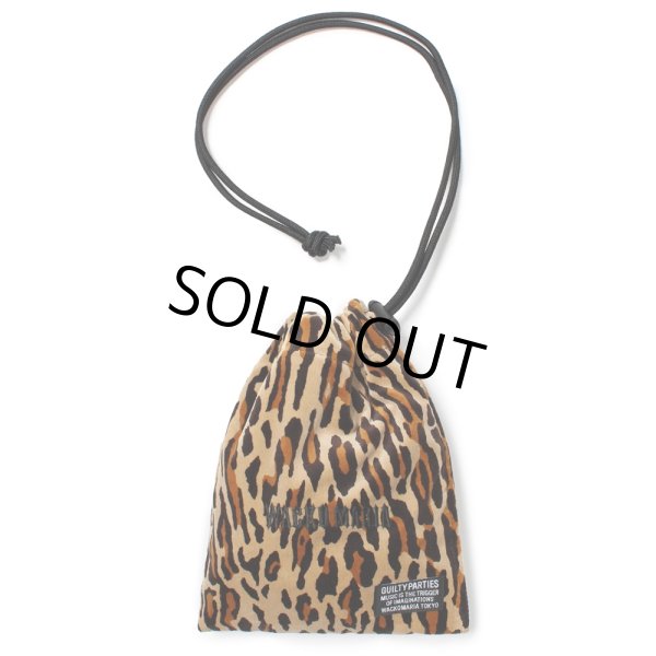 画像1: WACKO MARIA/LEOPARD VELOUR DRAWSTRING BAG（BEIGE）［レオパードベロアドローストリングバッグ-25春夏］ (1)