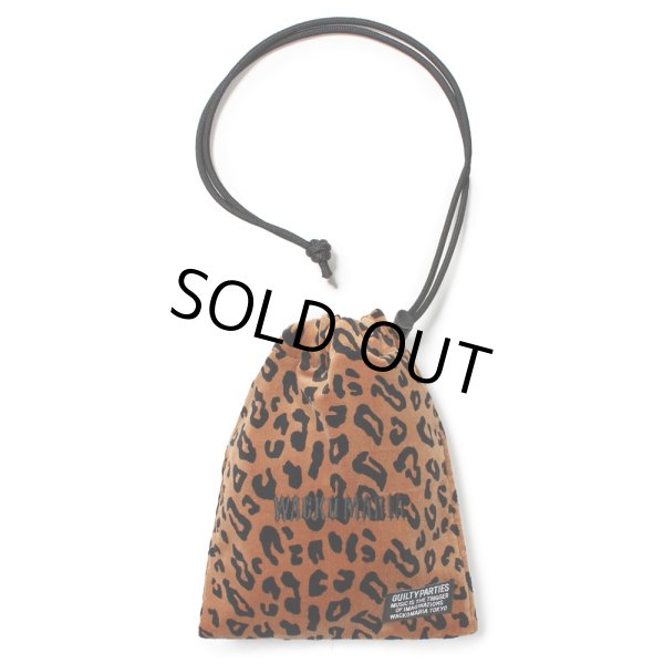 画像1: WACKO MARIA/LEOPARD VELOUR DRAWSTRING BAG（BROWN）［レオパードベロアドローストリングバッグ-25春夏］ (1)