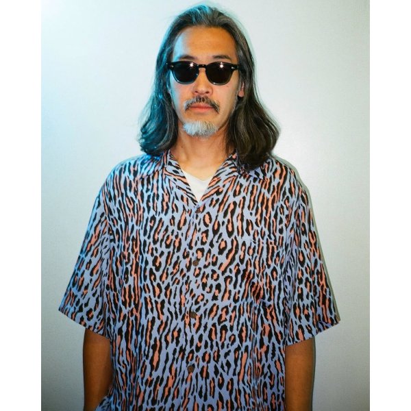 画像2: WACKO MARIA/LEOPARD HAWAIIAN SHIRT（BLUE）［レオパードハワイアンシャツ-25春夏］ (2)