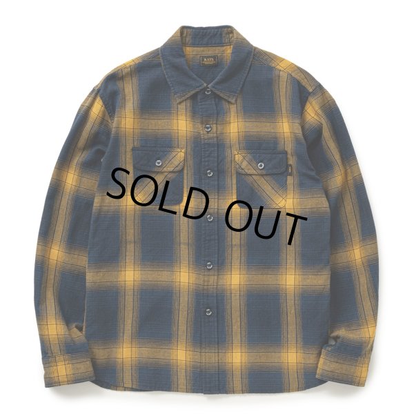 画像1: RATS/COTTON LINEN CHECK SHIRT（NAVY/YELLOW CHECK）［コットンリネンチェックシャツ-25春夏］ (1)