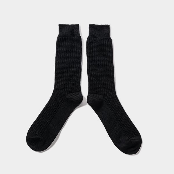画像2: TIGHTBOOTH/WAFFLE SOCKS（Black）［ワッフルソックス-25春夏］ (2)