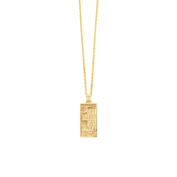 画像1: BlackEyePatch/HWC LABEL PENDANT NECKLACE（GOLD） (1)