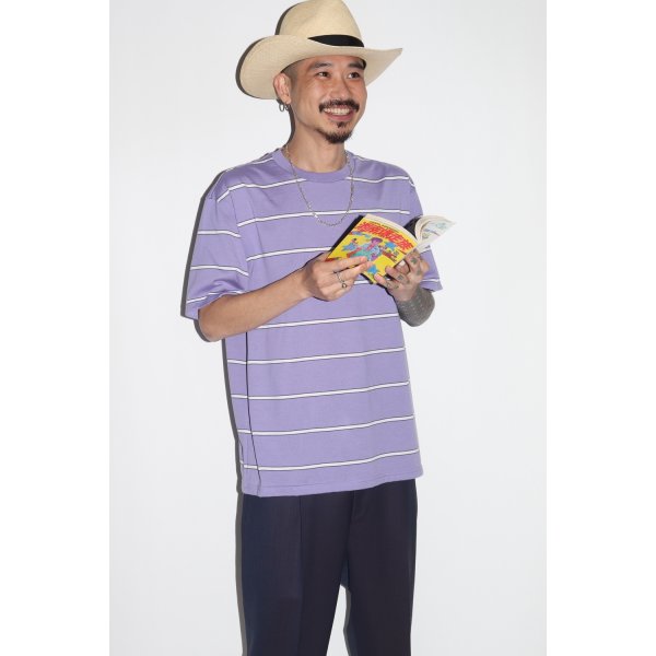 画像2: WACKO MARIA/STRIPED T-SHIRT（PURPLE）［ストライプT-25春夏］ (2)