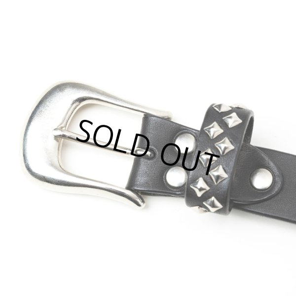 CALEE/STUDS LEATHER NARROW BELT ＜TYPE B＞（BLACK）［レザー