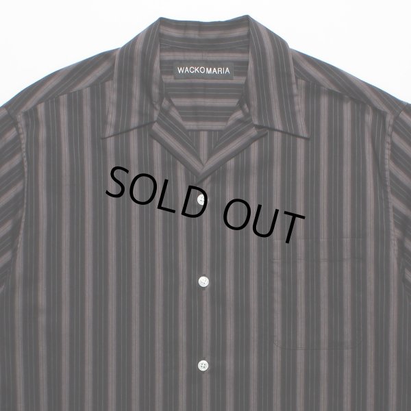 画像2: WACKO MARIA/STRIPED OPEN COLLAR SHIRT（BLACK）［ストライプオープンカラーシャツ-25春夏］ (2)