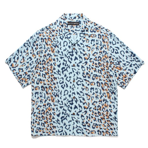 画像1: WACKO MARIA/LEOPARD HAWAIIAN SHIRT（BLUE）［レオパードハワイアンシャツ-25春夏］ (1)