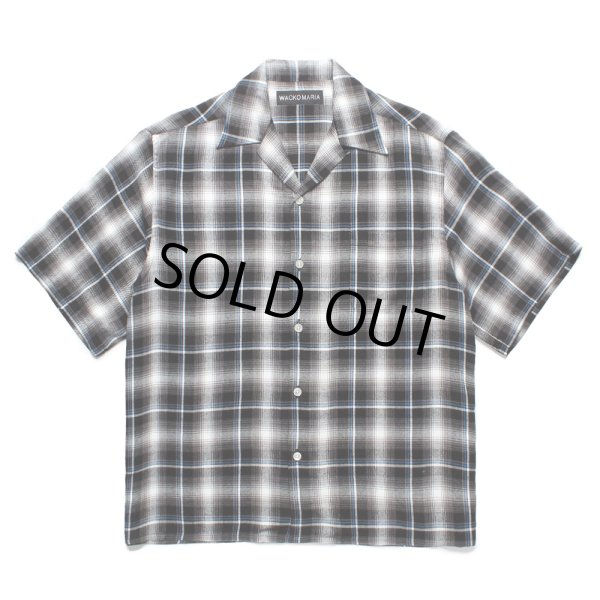 画像1: WACKO MARIA/CHECK OPEN COLLAR SHIRT（GRAY）［チェックオープンカラーシャツ-25春夏］ (1)