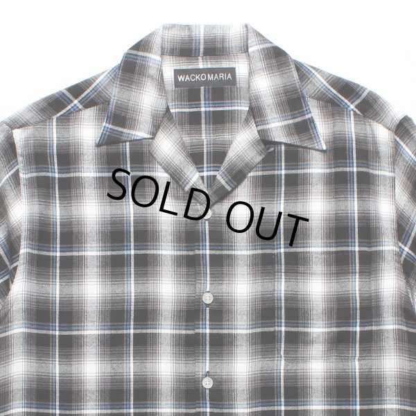 画像2: WACKO MARIA/CHECK OPEN COLLAR SHIRT（GRAY）［チェックオープンカラーシャツ-25春夏］ (2)