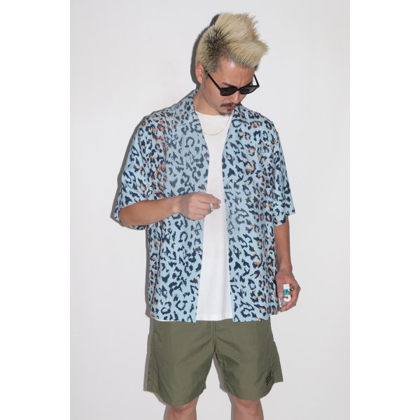 画像2: WACKO MARIA/LEOPARD HAWAIIAN SHIRT（BLUE）［レオパードハワイアンシャツ-25春夏］ (2)