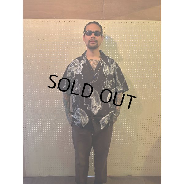 画像2: exodus/SPACE HAWAIIAN SHIRT（BLACK）［スペースハワイアンシャツ-25春夏］ (2)