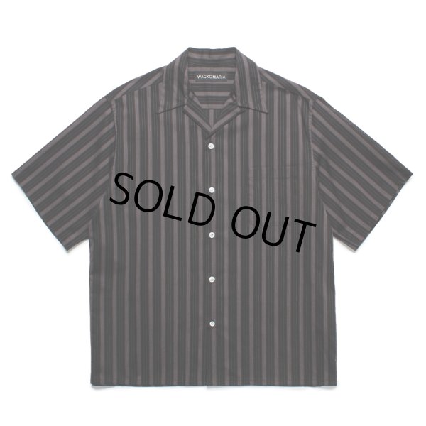 画像1: WACKO MARIA/STRIPED OPEN COLLAR SHIRT（BLACK）［ストライプオープンカラーシャツ-25春夏］ (1)