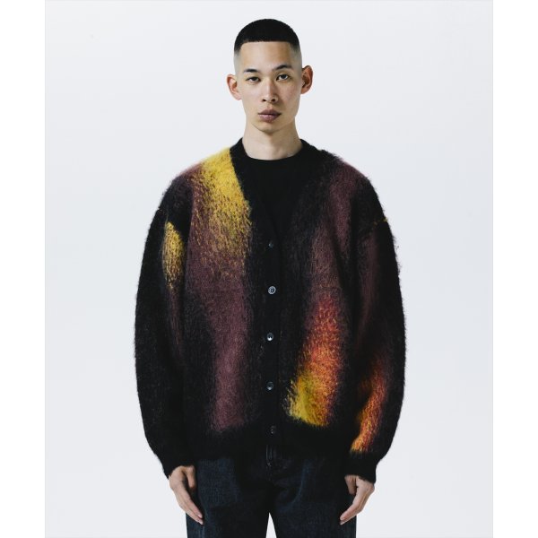 画像4: 【25秋冬ご予約受付中！25年10月入荷予定】ROTTWEILER/R9 PAINTED CARDIGAN（BLACK）［モヘアカーディガン-25秋冬］ (4)