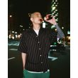 画像3: WACKO MARIA/STRIPED OPEN COLLAR SHIRT（BLACK）［ストライプオープンカラーシャツ-25春夏］ (3)