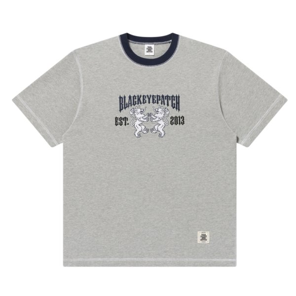 画像1: BlackEyePatch/HERALDIC COLLEGE STITCH TONED TEE（HEATHER GRAY） (1)