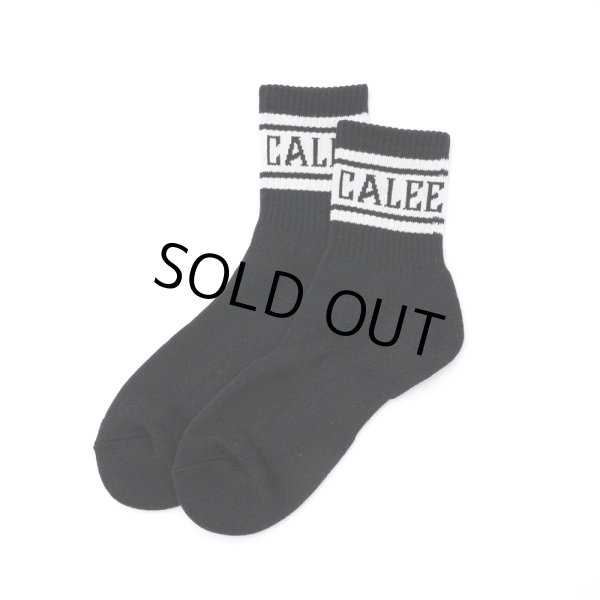 画像1: CALEE/JACQUARD PILE LINE SOCKS（BLACK/WHITE）［ラインソックス-25春夏］ (1)