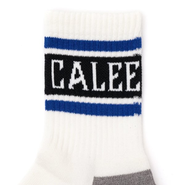 画像2: CALEE/JACQUARD PILE LINE SOCKS（WHITE/BLUE）［ラインソックス-25春夏］ (2)