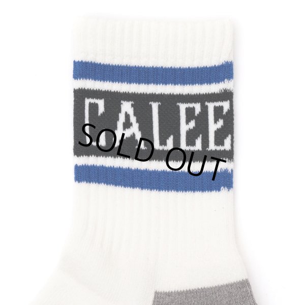 画像2: CALEE/JACQUARD PILE LINE SOCKS（WHITE/BLUE）［ラインソックス-25春夏］ (2)