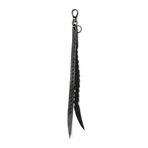 画像: CALEE/STUDS & KNITTING LEATHER LONG KEY RING ＜TYPE B＞（BLACK/BLACK）［レザーロングキーリング-25春夏］
